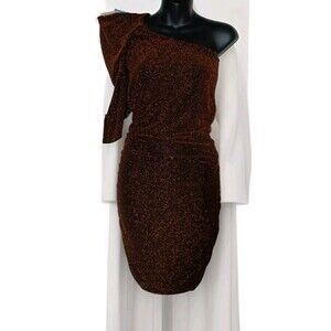 Love J Women's Night Dress Sparkle Black & Red One Sleeve 3/4 Knee Length Size L